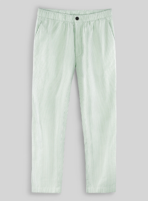 Easy Pants Light Green Seersucker