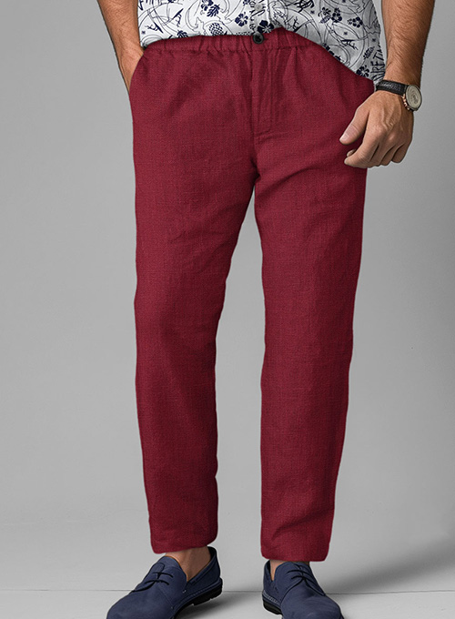 Easy Pants Moscow Maroon Pure Linen