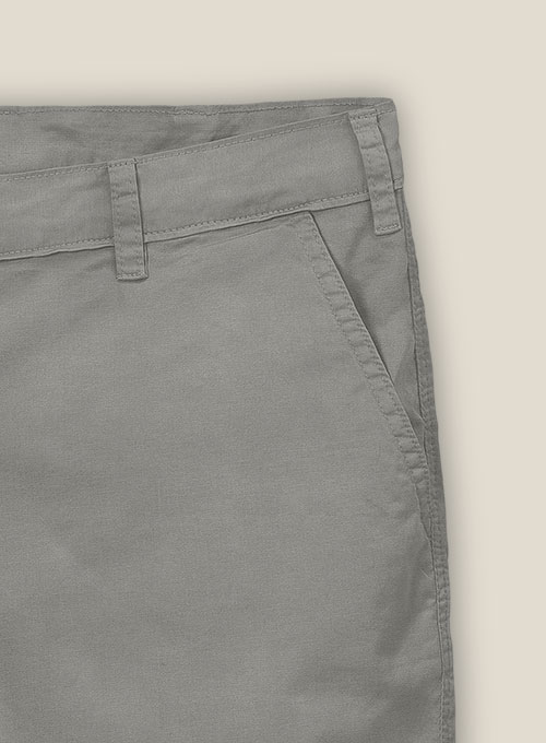 Gray Feather Cotton Canvas Stretch Shorts