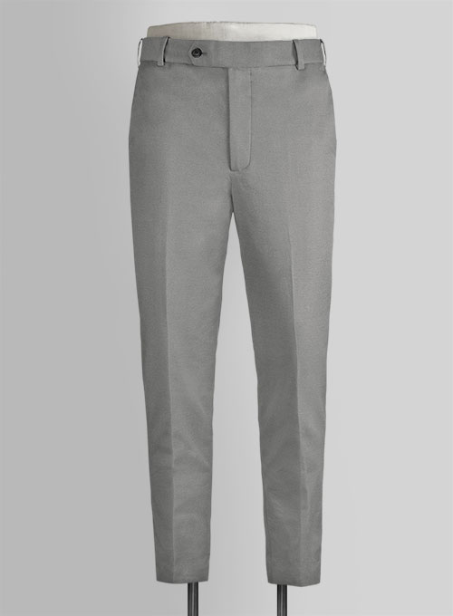 Gray Feather Cotton Canvas Stretch Pants