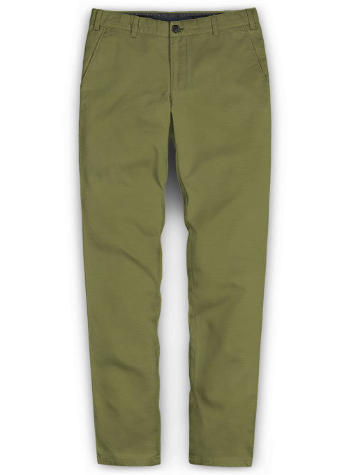 Green Feather Cotton Canvas Stretch Chino Pants : MakeYourOwnJeans ...