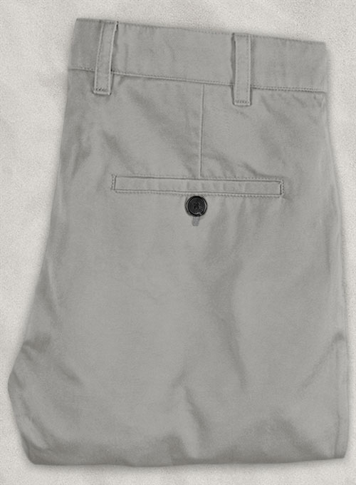 Gray Feather Cotton Canvas Stretch Chino Pants