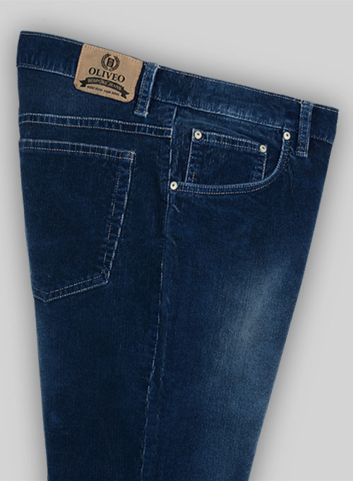 Indigo Corduroy Stretch Jeans - Treated Hard Wash