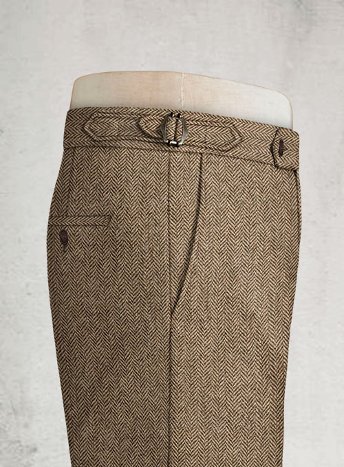 Irish Brown Herringbone Highland Tweed Trousers