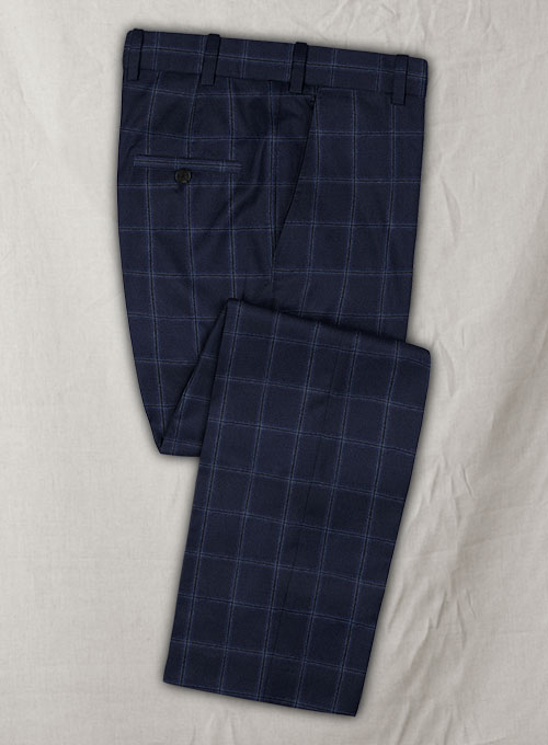 Reda Blue Checks Wool Pants