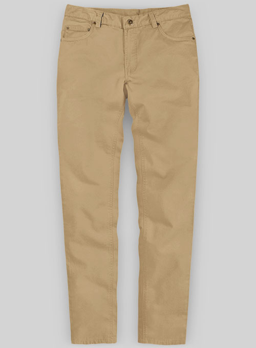 Khaki Feather Cotton Canvas Stretch Jeans