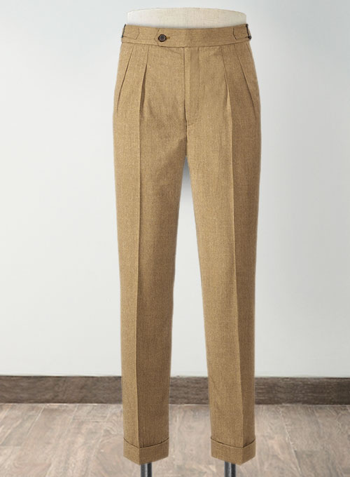 Khaki Highland Flannel Wool Trousers