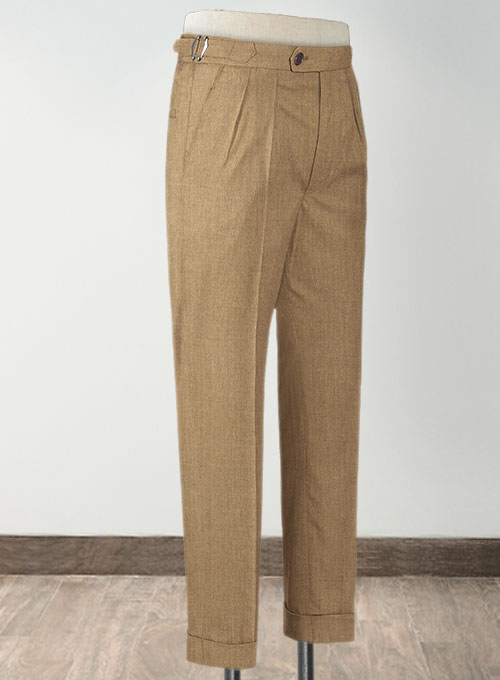 Khaki Highland Flannel Wool Trousers