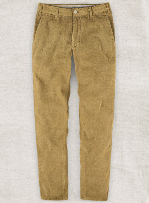 Khaki Stretch Corduroy  Trousers