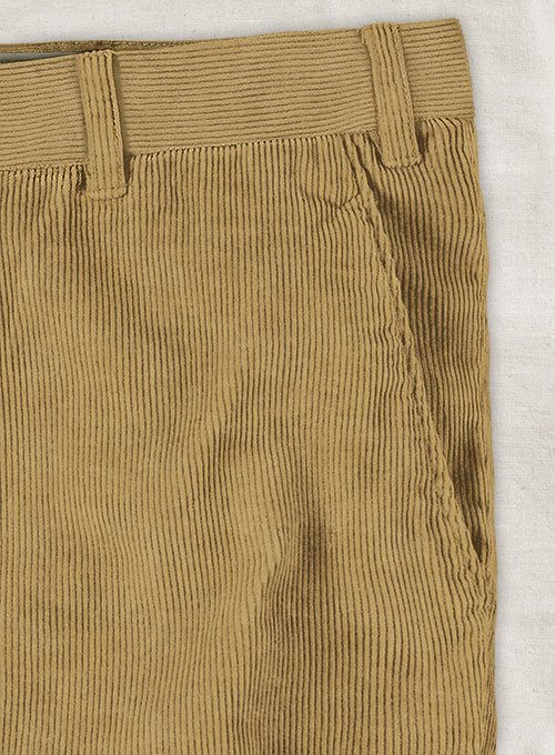 Khaki Stretch Corduroy  Trousers