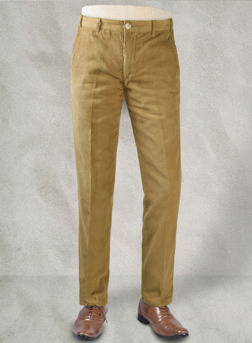 Khaki Stretch Corduroy  Trousers