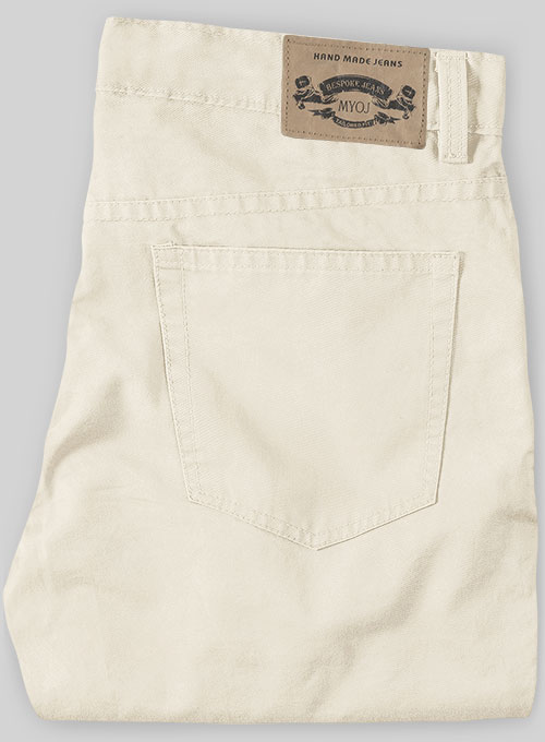 Light Beige Feather Cotton Canvas Stretch Jeans