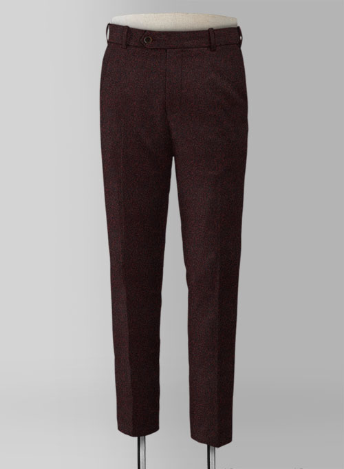 Light Weight Melange Wine Tweed  Pants