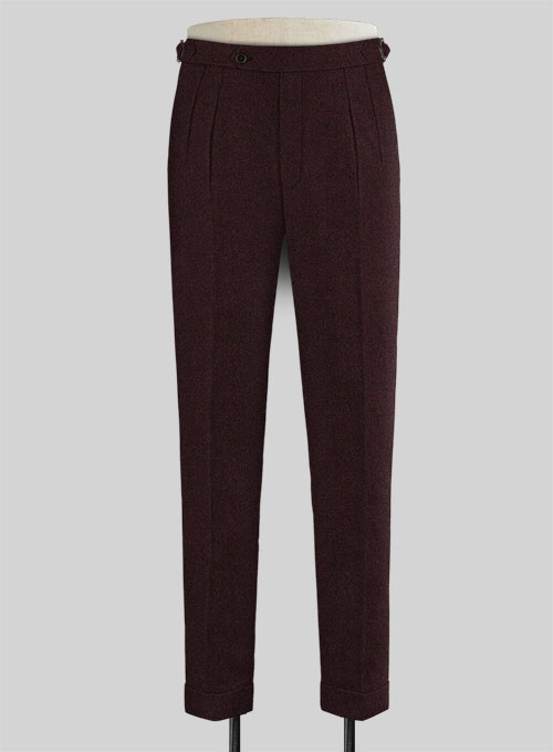 Light Weight Melange Wine Highland Tweed Trousers