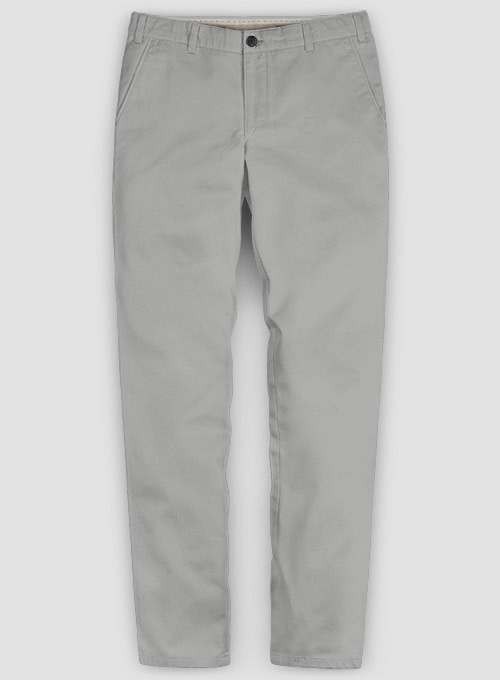 Light Gray Feather Cotton Canvas Stretch Chino Pants