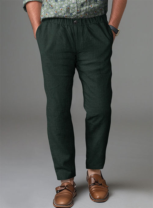 Easy Pants Martini Green Pure Linen