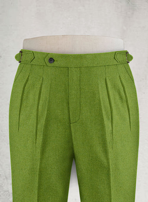 Melange Parrot Green Highland Tweed Trousers