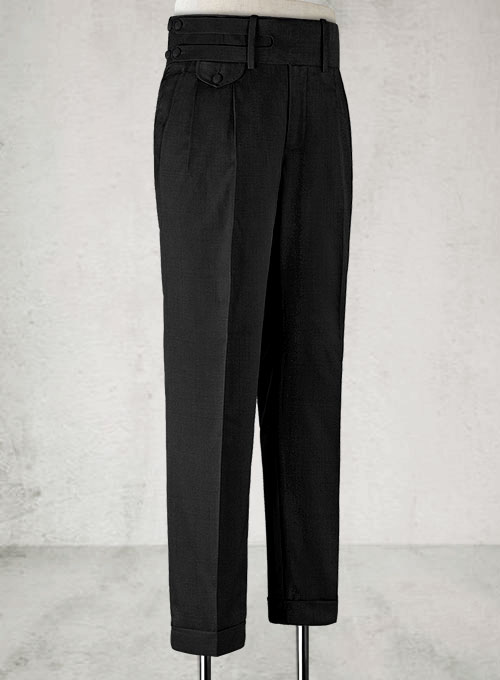 Napolean Black Double Gurkha Wool Trousers