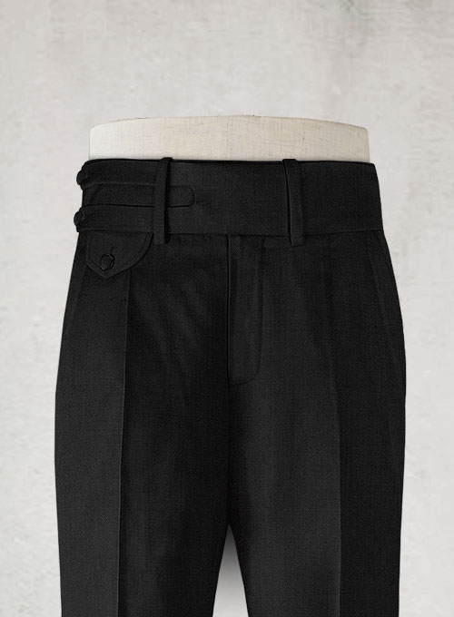 Napolean Black Double Gurkha Wool Trousers