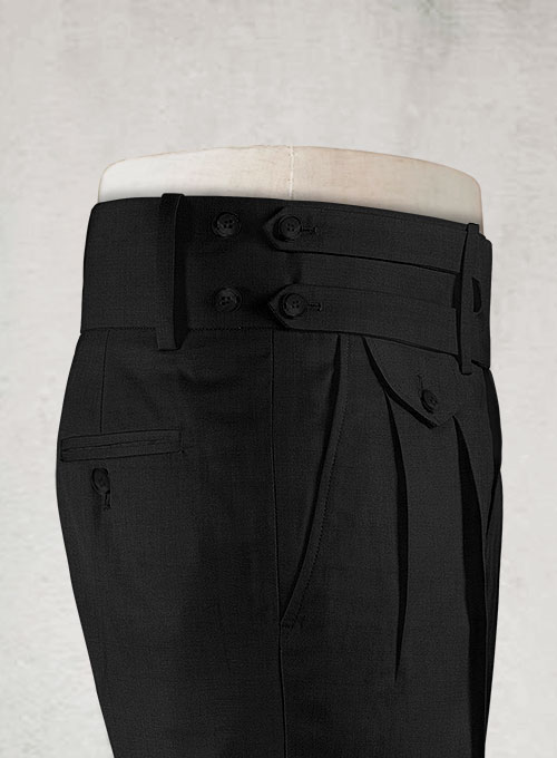 Napolean Black Double Gurkha Wool Trousers