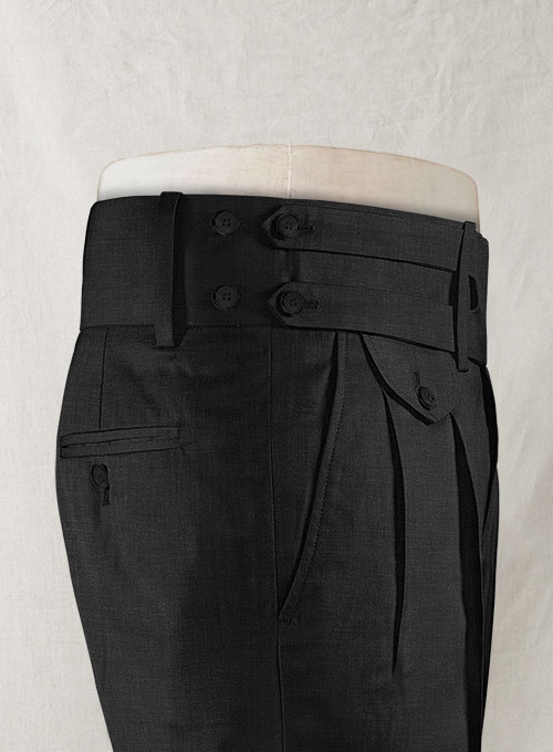 Napolean Stone Black Double Gurkha Wool Trousers