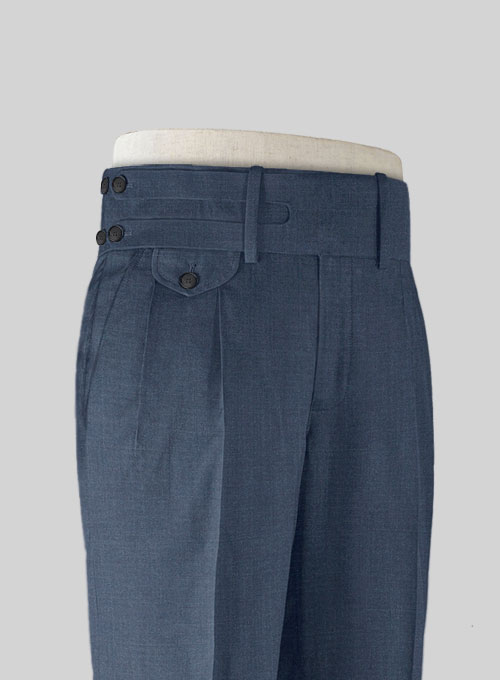 Napolean Slate Blue Double Gurkha Wool Trousers