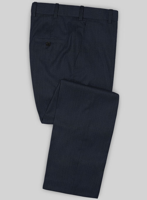 Napolean Self Satin Blue Wool Pants