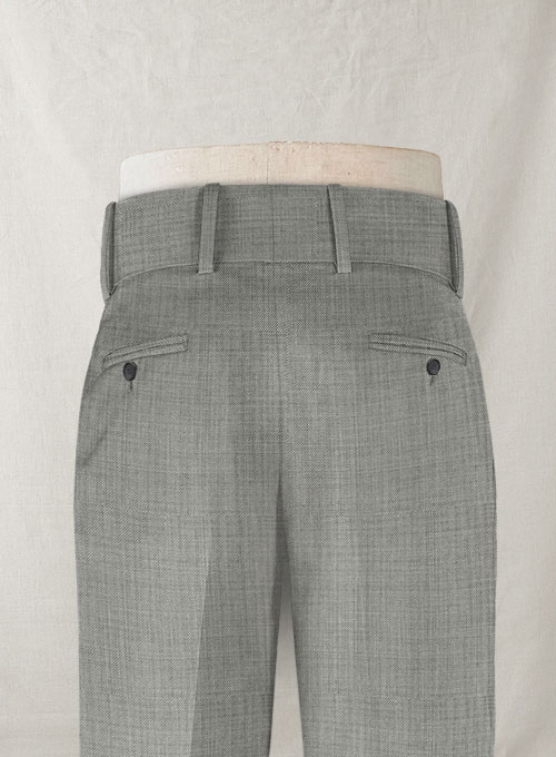 Napolean Sharkskin Light Gray Double Gurkha Wool Trousers