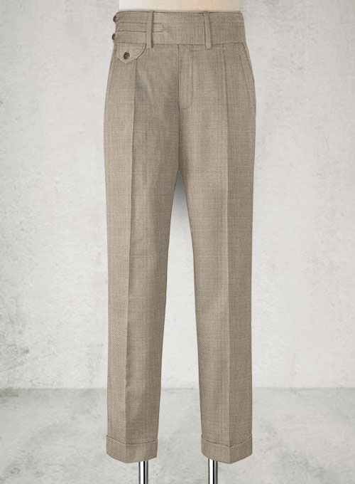 Napolean Sharkskin Light Brown Double Gurkha Wool Trousers