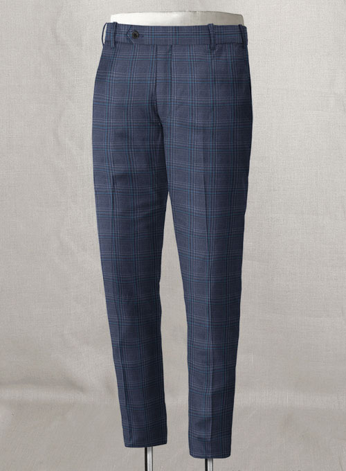 Napolean Tartan Blue Wool Pants