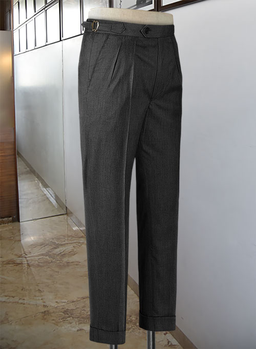 Napolean Stretch Charcoal Highland Wool Trousers