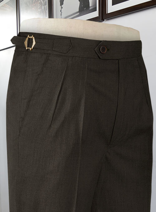 Napolean Stretch Dark Brown Highland Wool Trouser