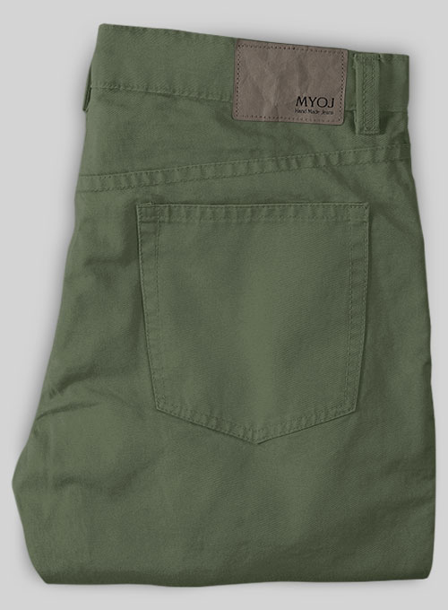 Olive Green Cotton Chino Jeans