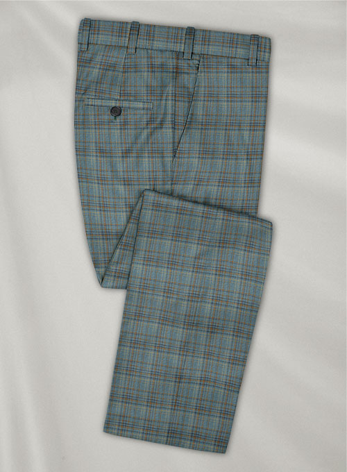 Reda Cay Blue Checks Wool Pants