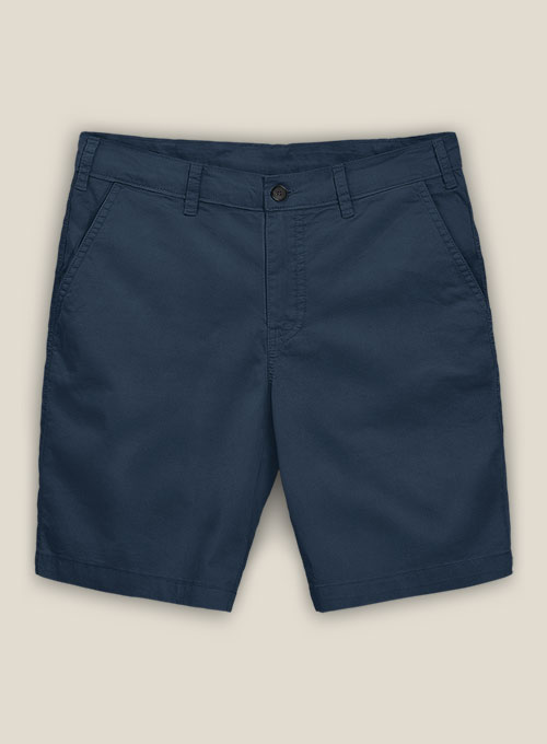 Royal Blue Feather Cotton Canvas Stretch Shorts