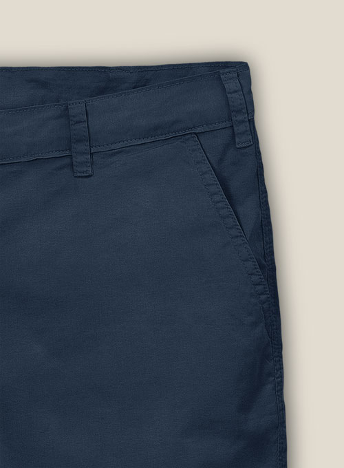 Royal Blue Feather Cotton Canvas Stretch Shorts