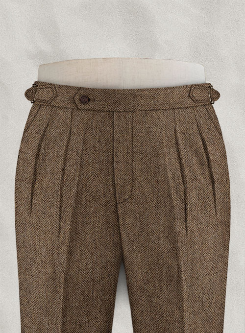 Rust Herringbone Highland Tweed Trousers