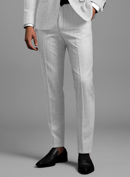 Scabal Worsted Light Gray Wool Pants