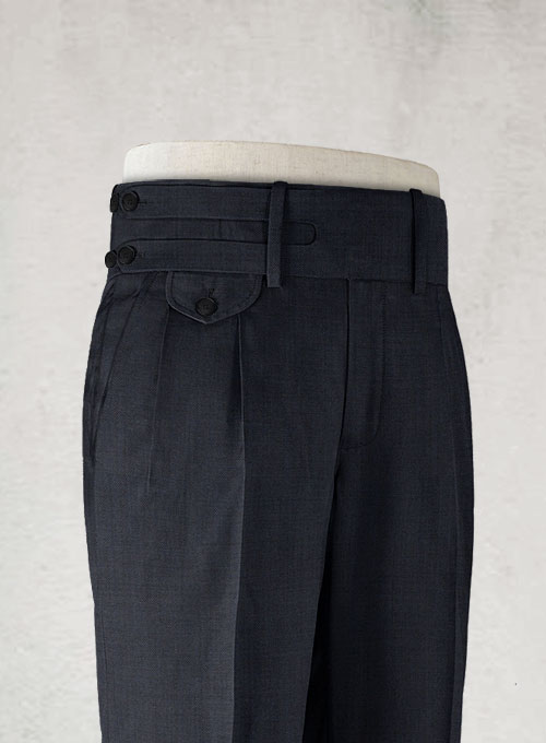 Sharkskin Blue Double Gurkha Wool Trousers