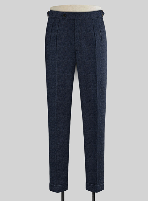 Showman Blue Herringbone Highland Tweed Trousers