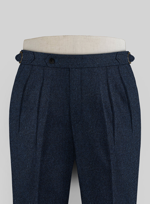 Showman Blue Herringbone Highland Tweed Trousers