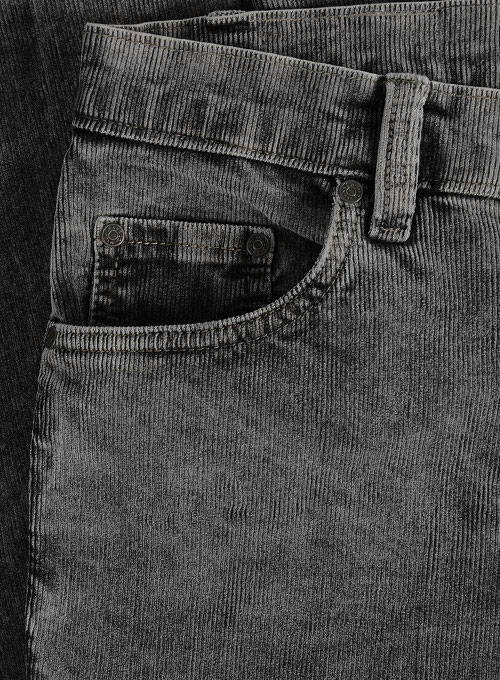 Slate Black Corduroy Stretch Jeans - Blast Wash