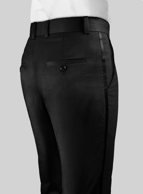 Black Terry Rayon Tuxedo Pants