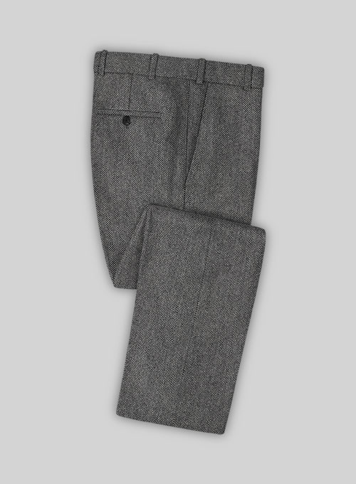 Vintage Herringbone Gray Tweed Pants