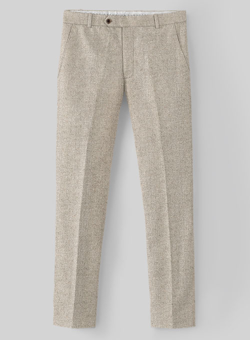 Vintage Herringbone Light Beige Tweed Pants