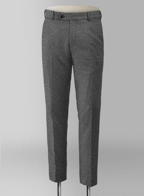 Vintage Plain Dark Gray Tweed Pants