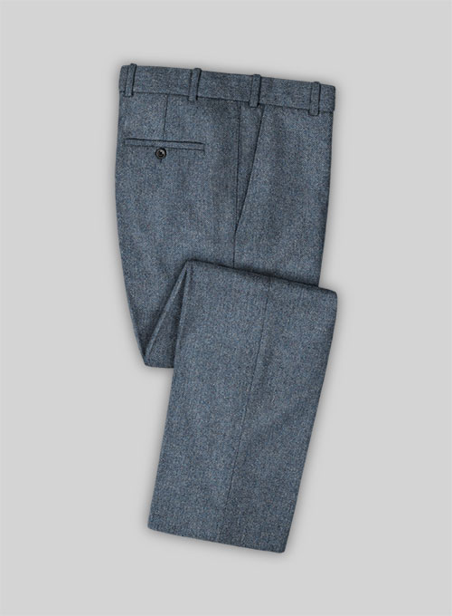 Vintage Herringbone Blue Tweed Pants