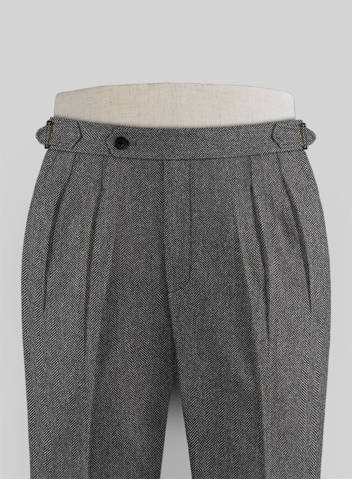 Vintage Herringbone Gray Tweed Highland Trousers