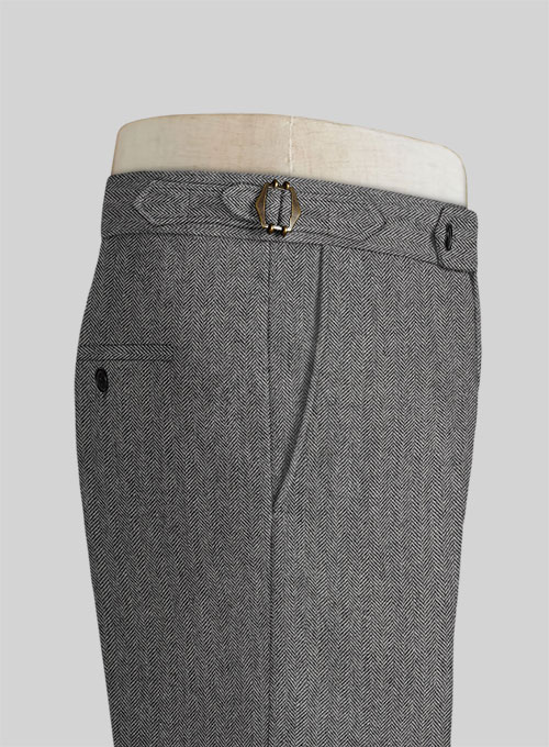 Vintage Herringbone Gray Tweed Highland Trousers