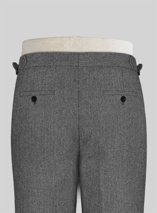 Vintage Herringbone Gray Tweed Highland Trousers